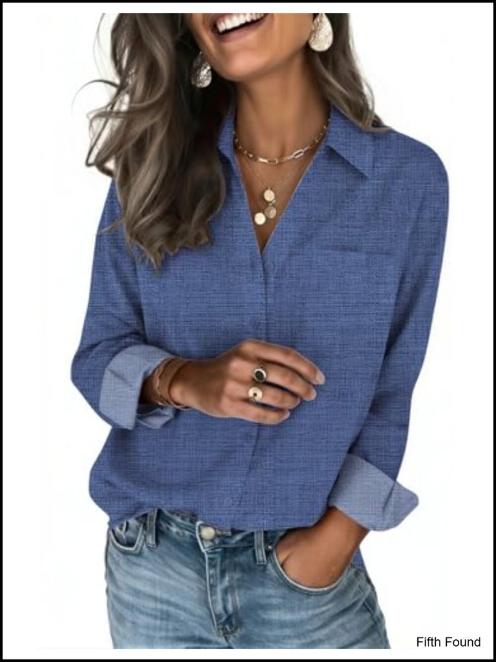 Zeagoo Women's Long Sleeve Button Down Blouse V-Neck Dressy Casual